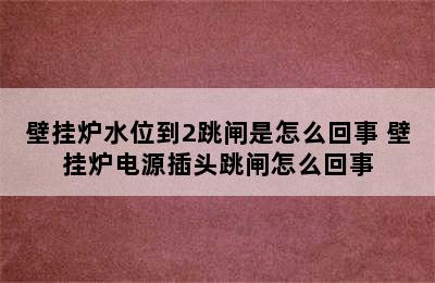 壁挂炉水位到2跳闸是怎么回事 壁挂炉电源插头跳闸怎么回事